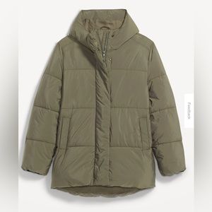 Old Navy Water-Resistant Hooded Puffer Jacket for Women Olive
